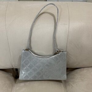 Silver Quilted Shoulder Bag - Elegant Women's Handbag